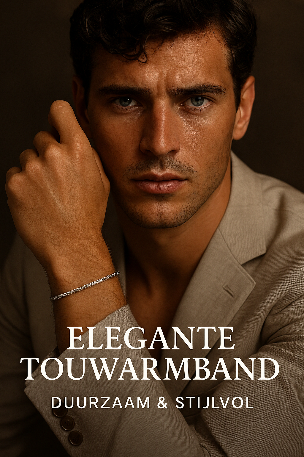 Elegante Handgemaakte Touwarmband Zilverkleurig 3mm